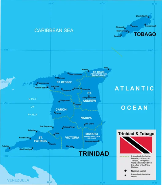 Vektorkarte von Trinidad & Tobago — Stockvektor