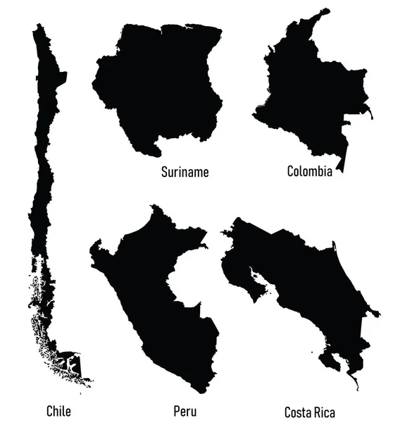 Establecer siluetas de los países de América — Vector de stock