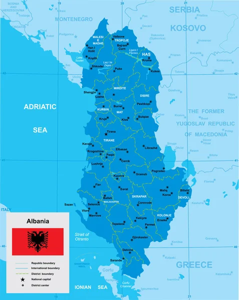 Vektorkarte von Albanien — Stockvektor