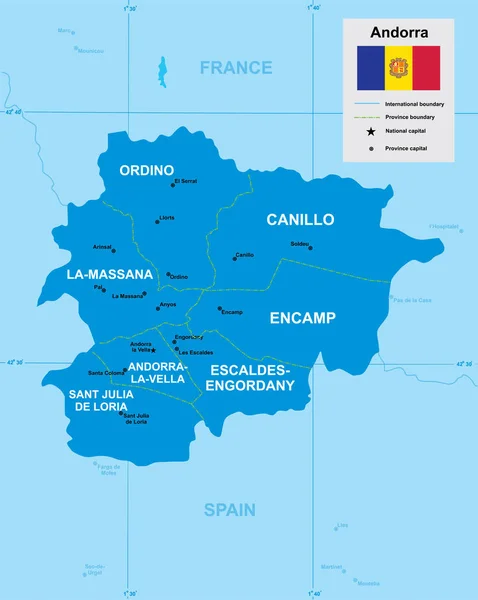 Vektor Térkép Andorra — Stock Vector