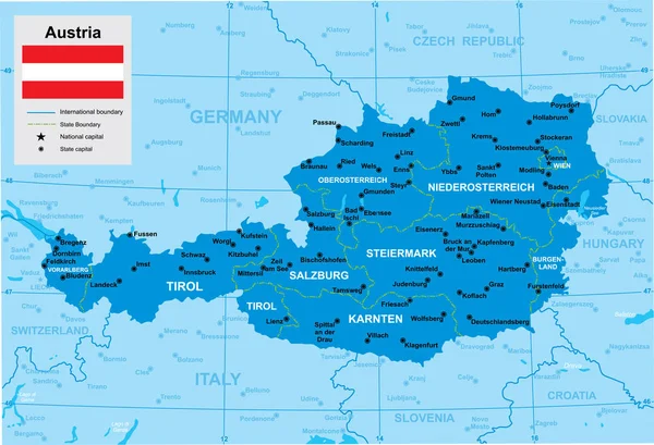 オーストリアのベクトル地図 — ストックベクタ