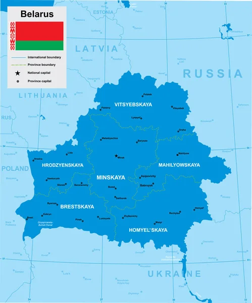 Mapa vectorial de Belarús — Vector de stock
