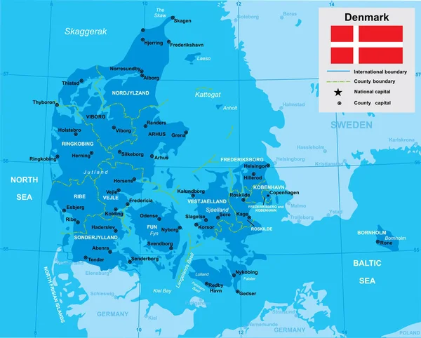 Vektorkarte von Dänemark — Stockvektor