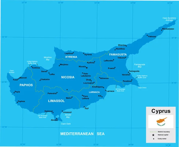 Carte vectorielle de Chypre — Image vectorielle