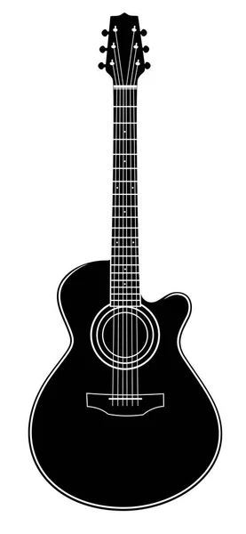 Silhouette guitare acoustique — Image vectorielle
