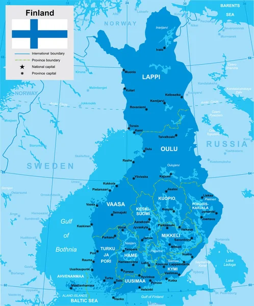 Mapa vetorial da Finlândia —  Vetores de Stock