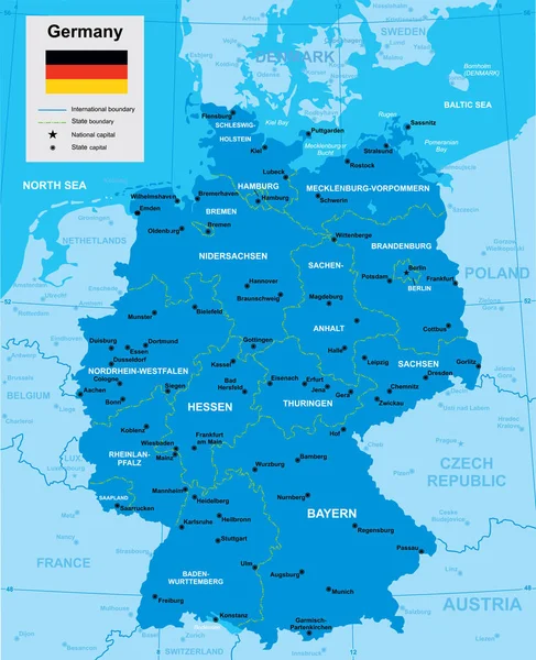 Carte vectorielle de Allemagne — Image vectorielle