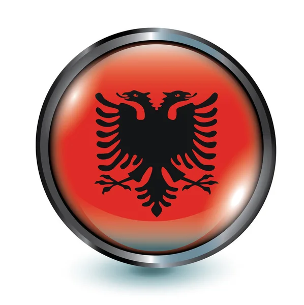 3Dボタン-アルバニア — ストックベクタ