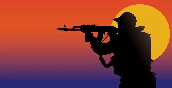 Silhouette des Soldaten Vektor Illustration — Stockvektor