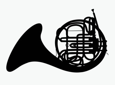 vector silhouette of French horn clipart