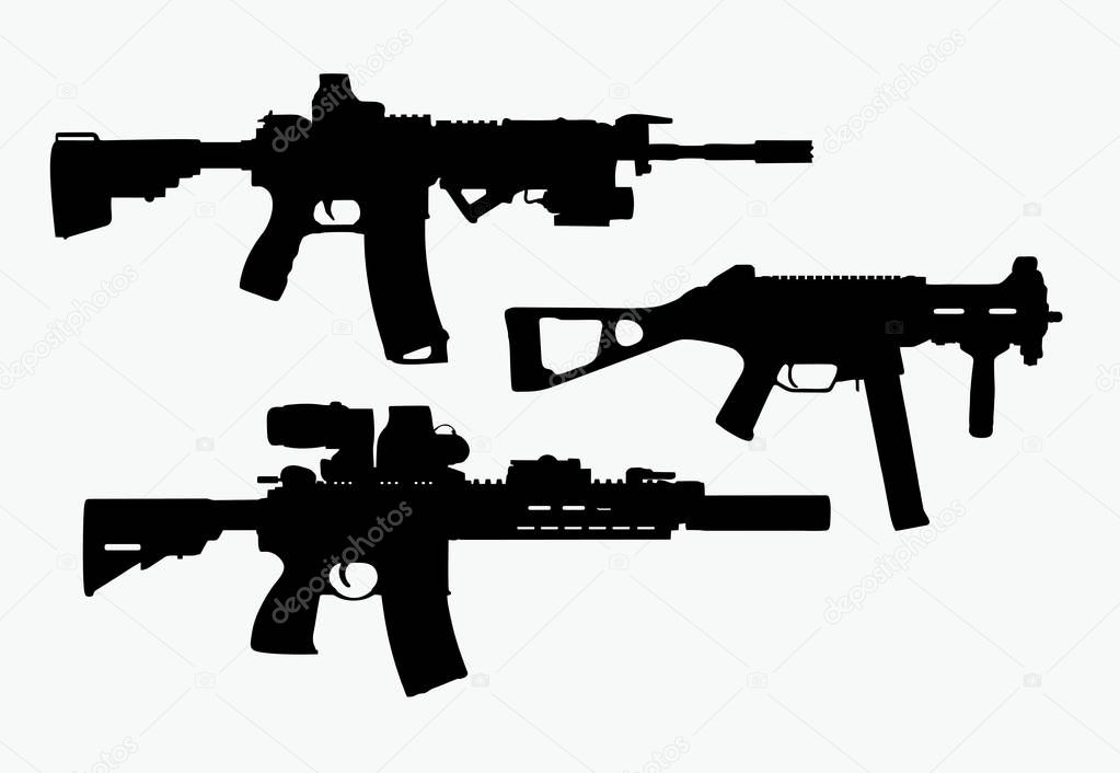 vector silhouette of firearms