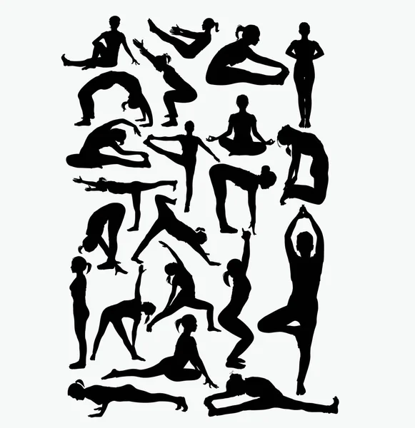 Siluetas vectoriales de yoga plantea — Vector de stock