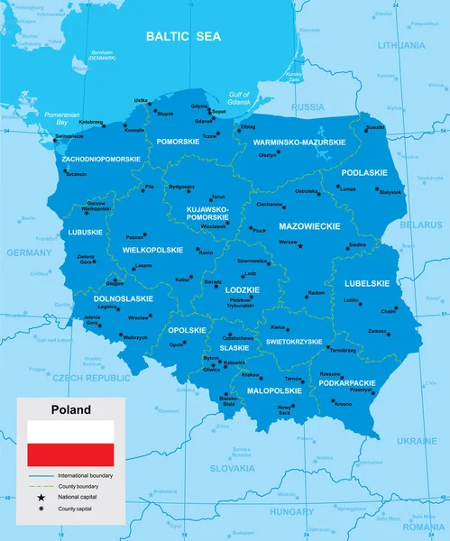 Carte vectorielle de Pologne — Image vectorielle