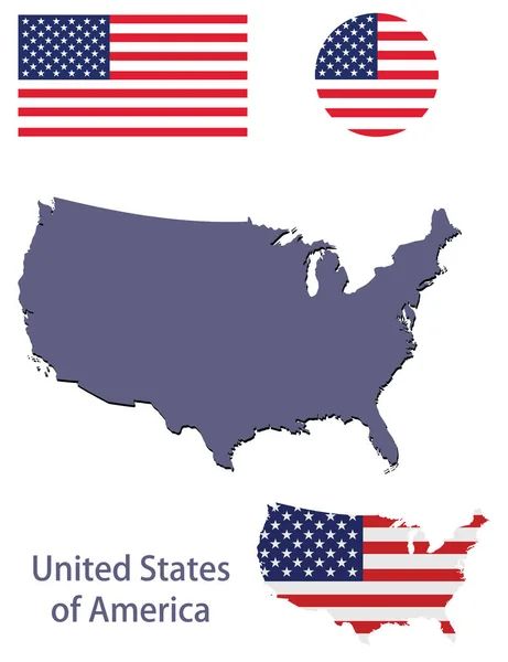 USA silhouette and flag vector — Stock Vector