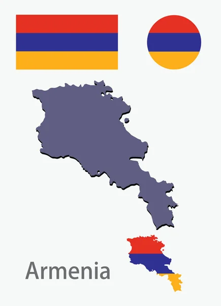 Armenia silueta y vector de bandera — Vector de stock