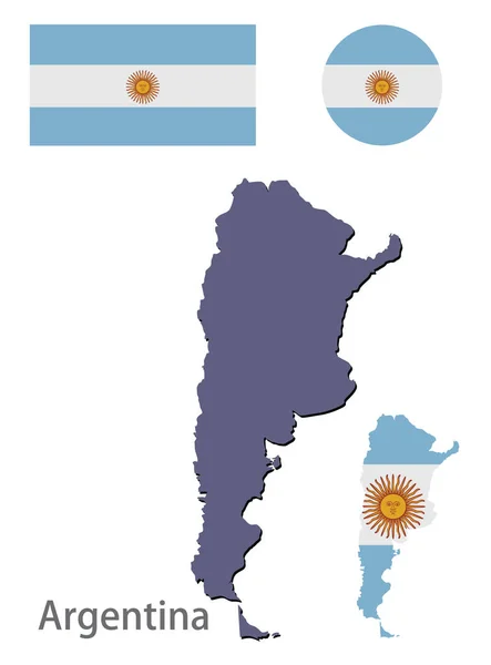 Silueta Argentina y vector bandera — Vector de stock