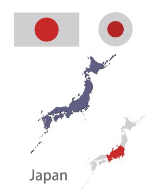 Japon silueti ve bayrak vektörü 