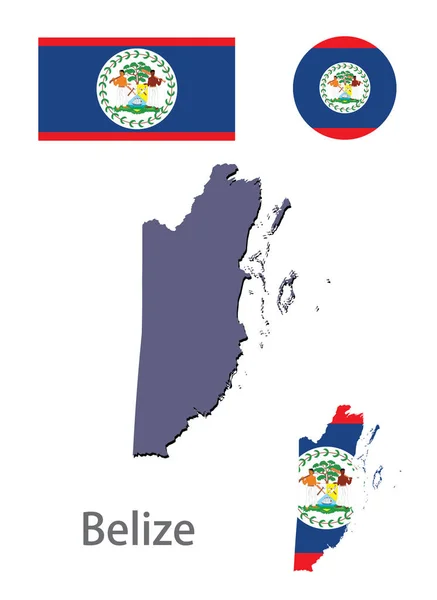 Silueta de Belice y vector de bandera — Archivo Imágenes Vectoriales