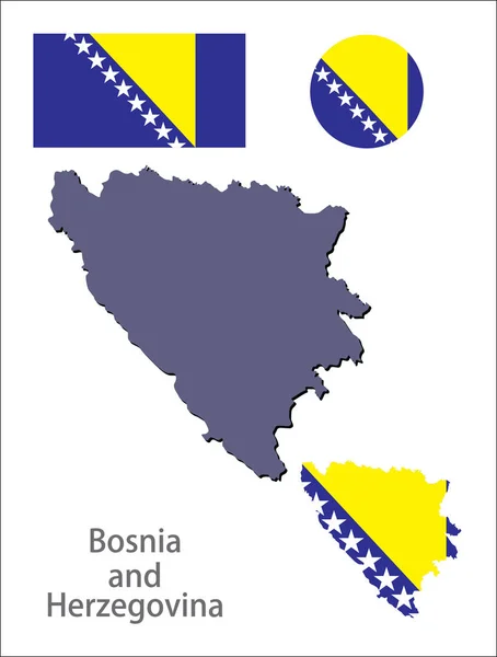 Bósnia e Herzegovina silhueta e vetor de bandeira — Vetor de Stock