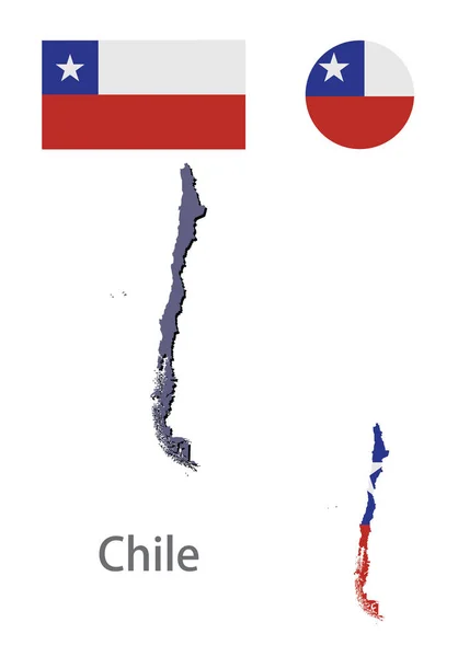 Silueta Chile y vector bandera — Vector de stock