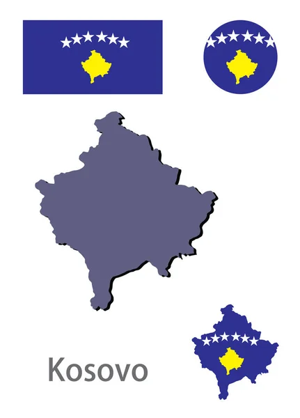 Silhouet en vlaggenvector van Kosovo — Stockvector