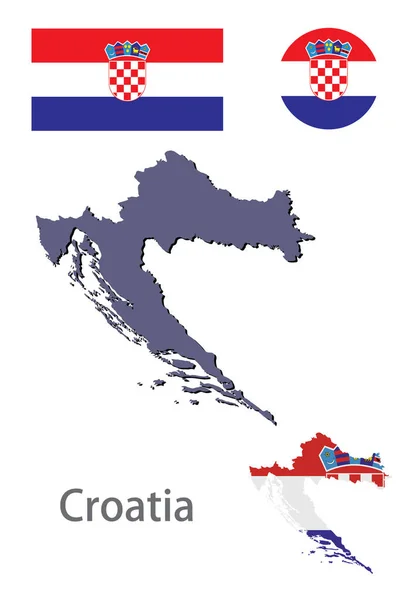 クロアチアのシルエットと旗ベクトル — ストックベクタ