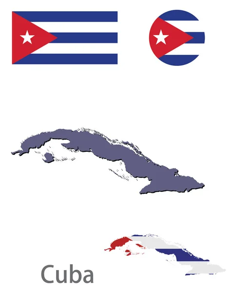 Kraj Kuba sylwetka i wektor flagi — Wektor stockowy