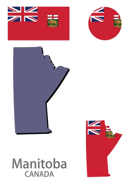 Bandiera Sagoma Della Provincia Canadese Manitoba Illustrazione Vettoriale — Vettoriale Stock
