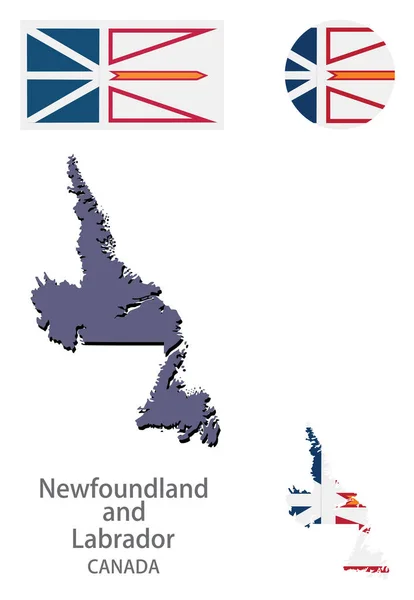 Drapeau Silhouette Province Canadienne Terre Neuve Labrador Illustration Vectorielle — Image vectorielle