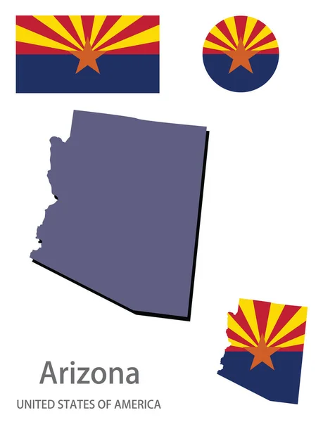 Bandera Silueta Del Estado Estadounidense Arizona Vector Ilustración — Vector de stock