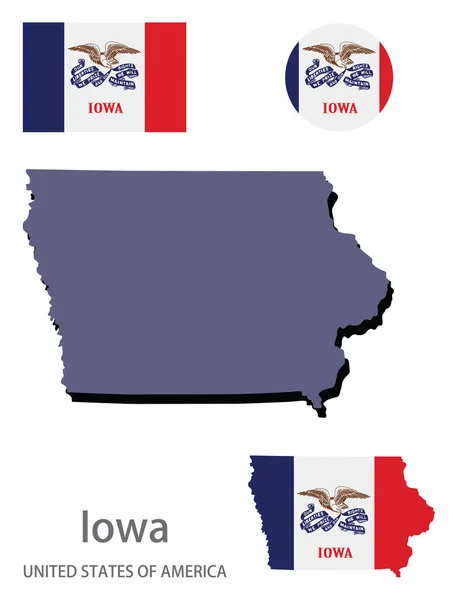 Bandera Silueta Del Estado Americano Iowa Vector Ilustración — Vector de stock