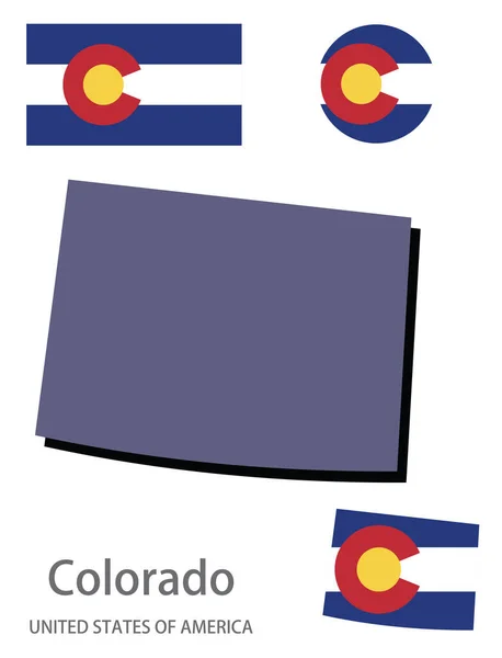 Bandera Silueta Del Estado Americano Colorado Vector Ilustración — Vector de stock