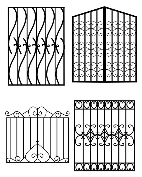 Set Silhouettes Wrought Iron Bars Vector Illustration — Stock Vector