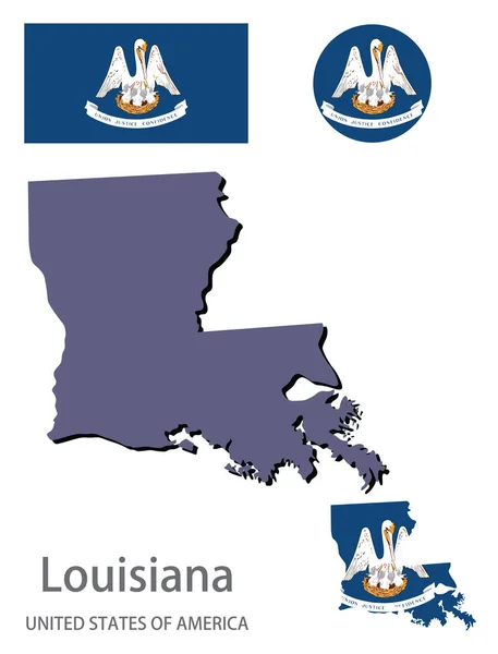 Bandera Silueta Del Estado Americano Luisiana Vector Ilustración — Vector de stock