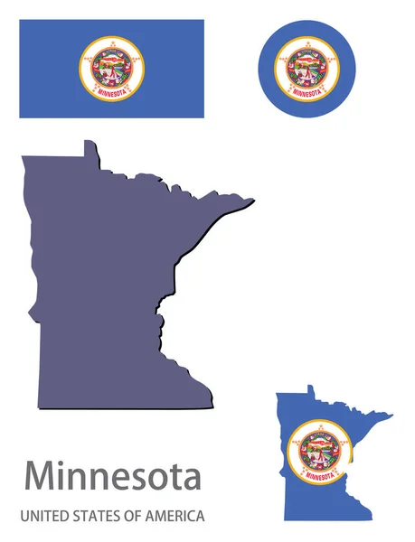 Bandera Silueta Del Estado Americano Minnesota Vector Ilustración — Vector de stock