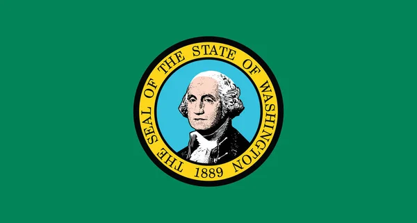 Σημαία Και Σιλουέτα Της Αμερικανικής Πολιτείας Της Ουάσιγκτον Διανυσματική Απεικόνιση — Διανυσματικό Αρχείο