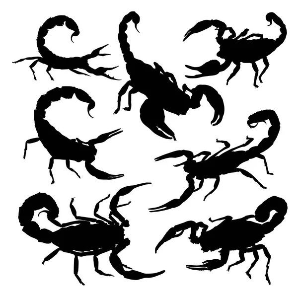 Uppsättning Scorpion Silhuetter Vektor Illustration — Stock vektor