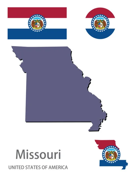 Bandera Silueta Del Estado Americano Missouri Vector Ilustración — Vector de stock