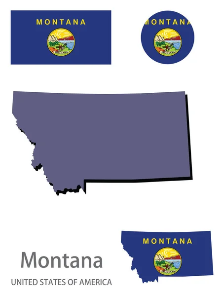 Флаг Силуэт Векторной Иллюстрации Американского Штата Монтана — стоковый вектор