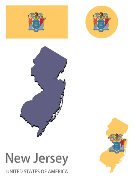 Bandiera Silhouette Dello Stato Americano Del New Jersey Illustrazione Vettoriale — Vettoriale Stock