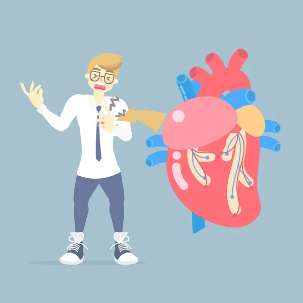 Homme Avec Crise Cardiaque Maladie Organes Internes Médicaux Partie Corps — Image vectorielle