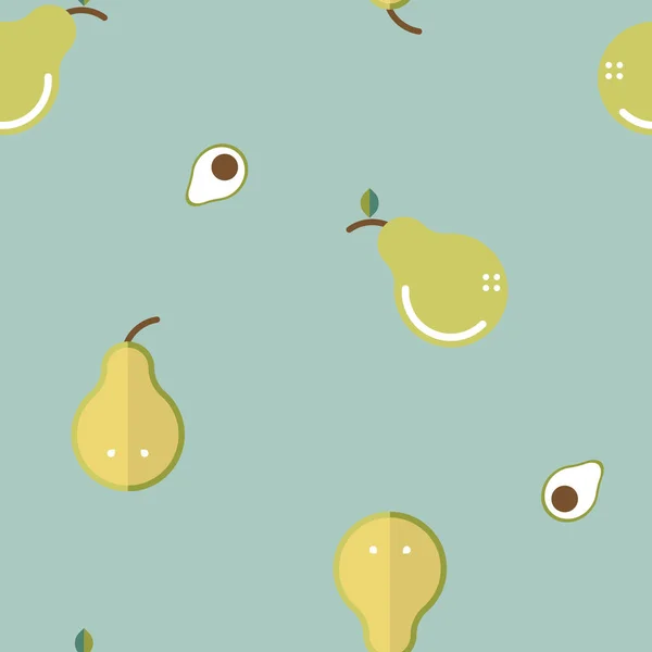 Seamless Minimal Cute Sweet Pastel Nature Fruit Green Yellow Pear — Stock Vector