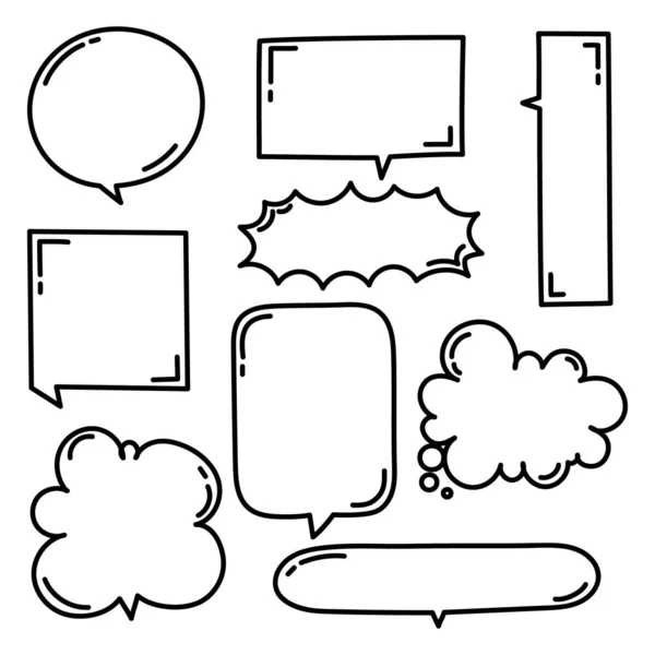 Collection Set Hand Drawing Line Frame Border Speech Bubble Balloon — ストックベクタ