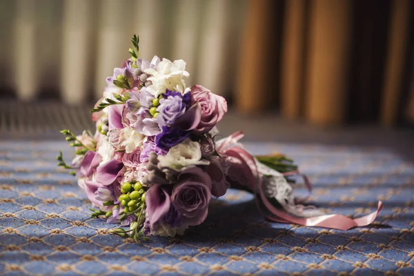 Bouquet Mariage Mariée Sur Sol — Photo