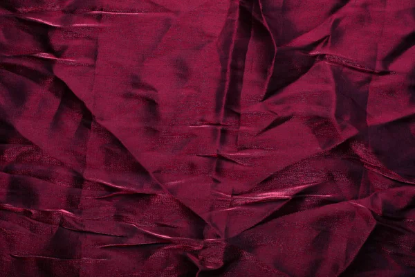 Textura Fondo Patrón Seda Arrugada Tela Satén Color Rojo Oscuro — Foto de Stock
