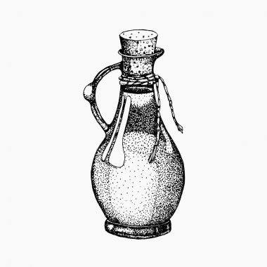 Beyaz arka planda izole siyah ve yeşil zeytin yağı gerçekçi illüstrasyon. Zeytinyağı, doğal kozmetik, sağlık ürünleri için tasarım