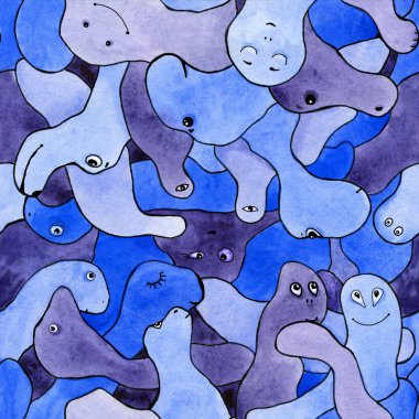 Çizgi film çocuk karakterleri ile sorunsuz desen. Hayvanlar, kediler, dinozorlar, kumaş tasarımı için hayvanlar, duvar kağıtları, kapaklar, ambalaj, sarmalayıcılar, arka planlar