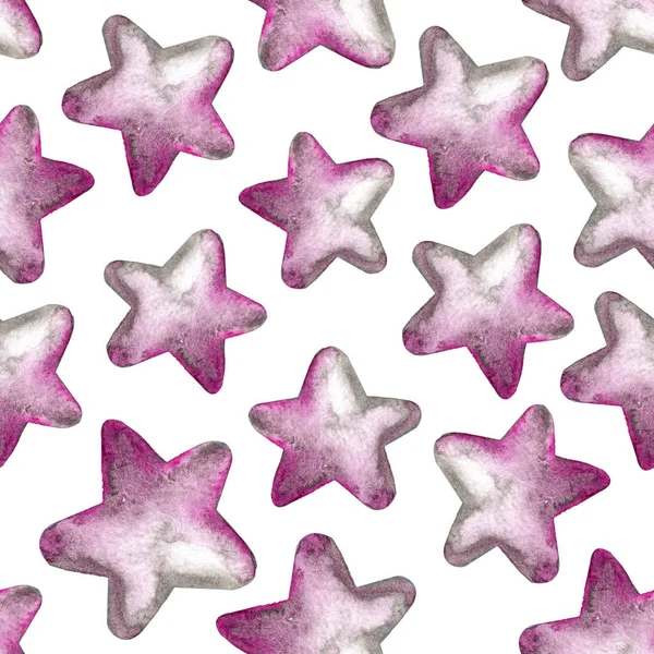 Celebratory background with metal stars. Christmas star for design and decoration of wallpaper, invitations, greetings, wrappers, packaging, paper, template, wall. Watercolor seamless pattern for new