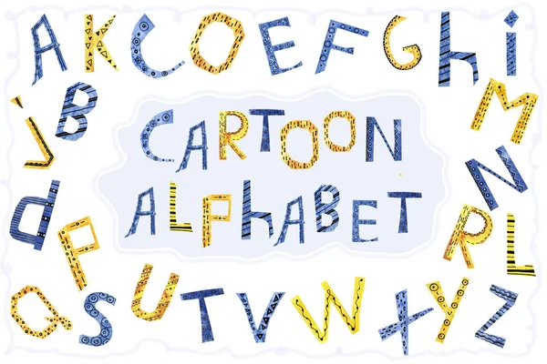 Letras dos desenhos animados do alfabeto inglês. Colagem ilustração mão aquarela feita de papel. Para o design de produtos infantis, banner, fundo, convites, saudações, scrapbooking, impressões . — Fotografia de Stock