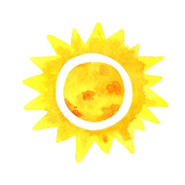 Gezegen, güneş, kozmik cisimler uzayda uçar. Beyaz arka planda elle çizilmiş suluboya çizimi. Erkekler için çocuk ürünleri tasarımı, kapak, baskı, clipart.